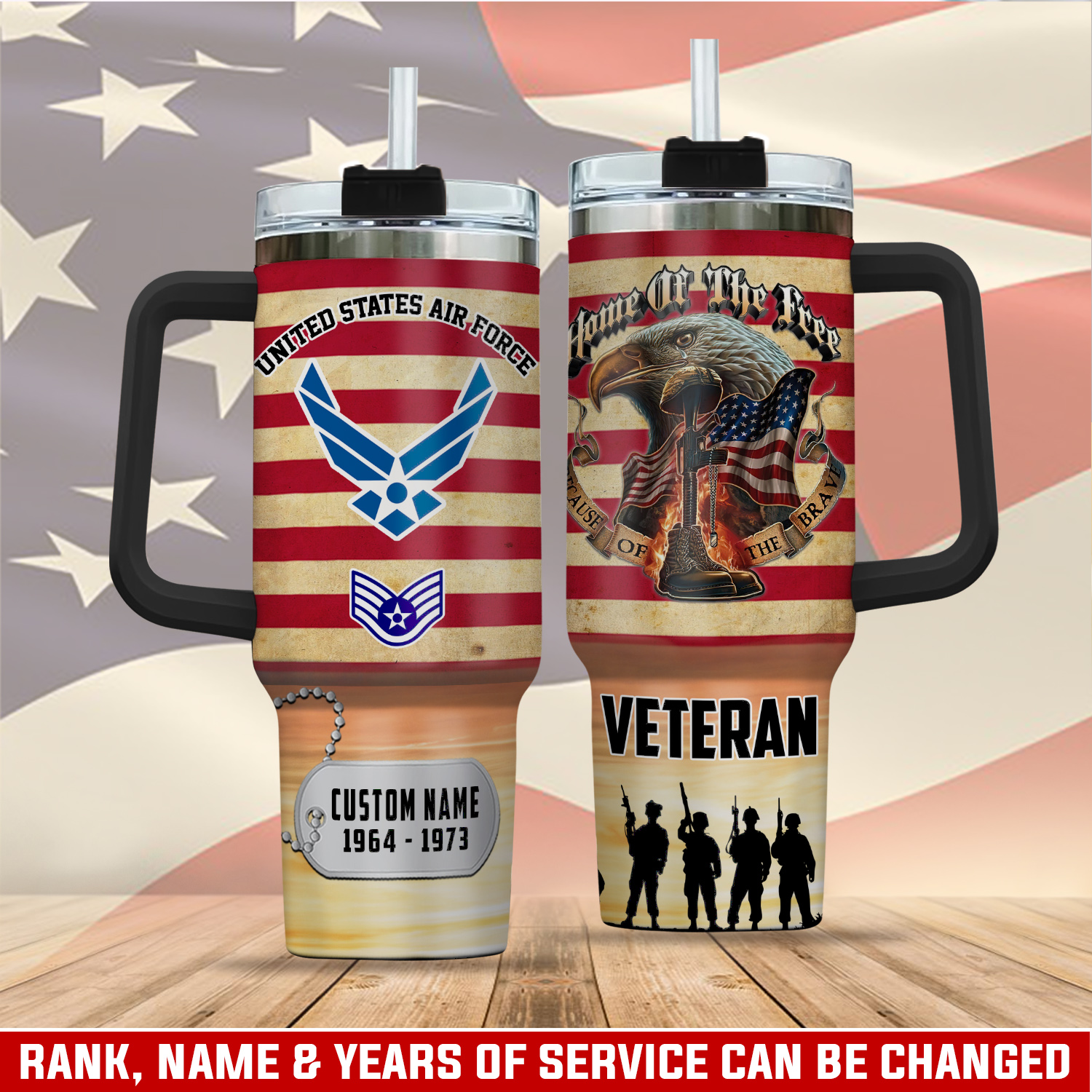 United States Air Force Custom Stanley Quencher 40oz Stainless Steel Tumbler With Handle