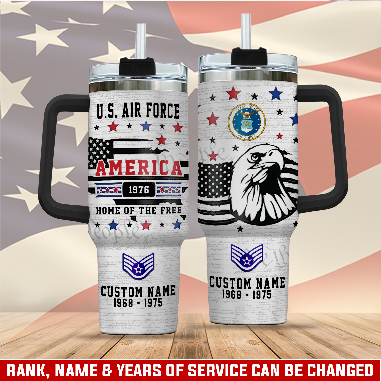 United States Air Force Custom Stanley Quencher 40oz Stainless Steel Tumbler With Handle