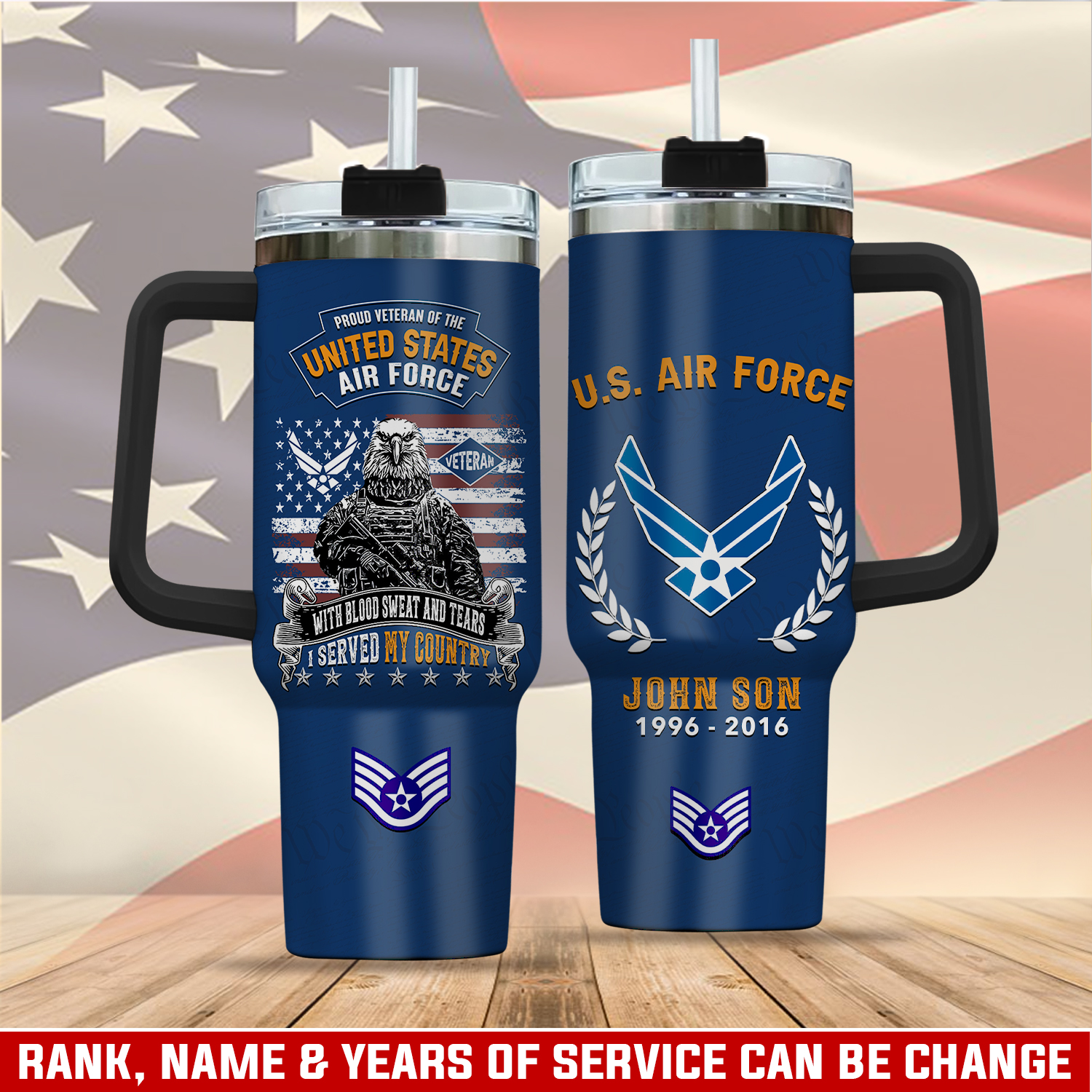 United States Air Force Custom Stanley Quencher 40oz Stainless Steel Tumbler With Handle
