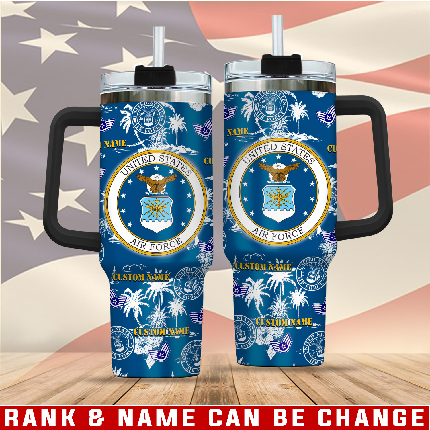 United States Air Force Custom Stanley Quencher 40oz Stainless Steel Tumbler With Handle