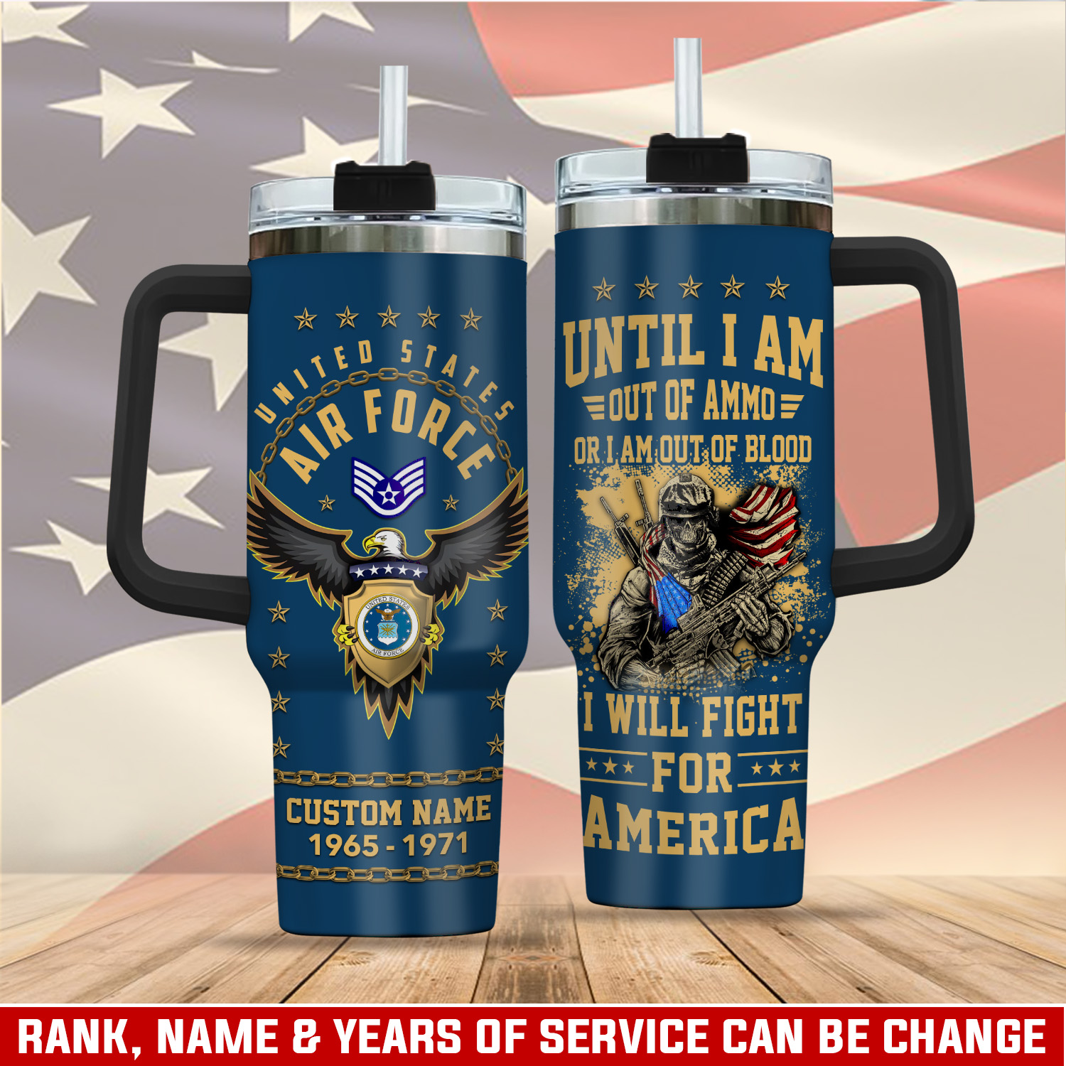 United States Air Force Custom Stanley Quencher 40oz Stainless Steel Tumbler With Handle