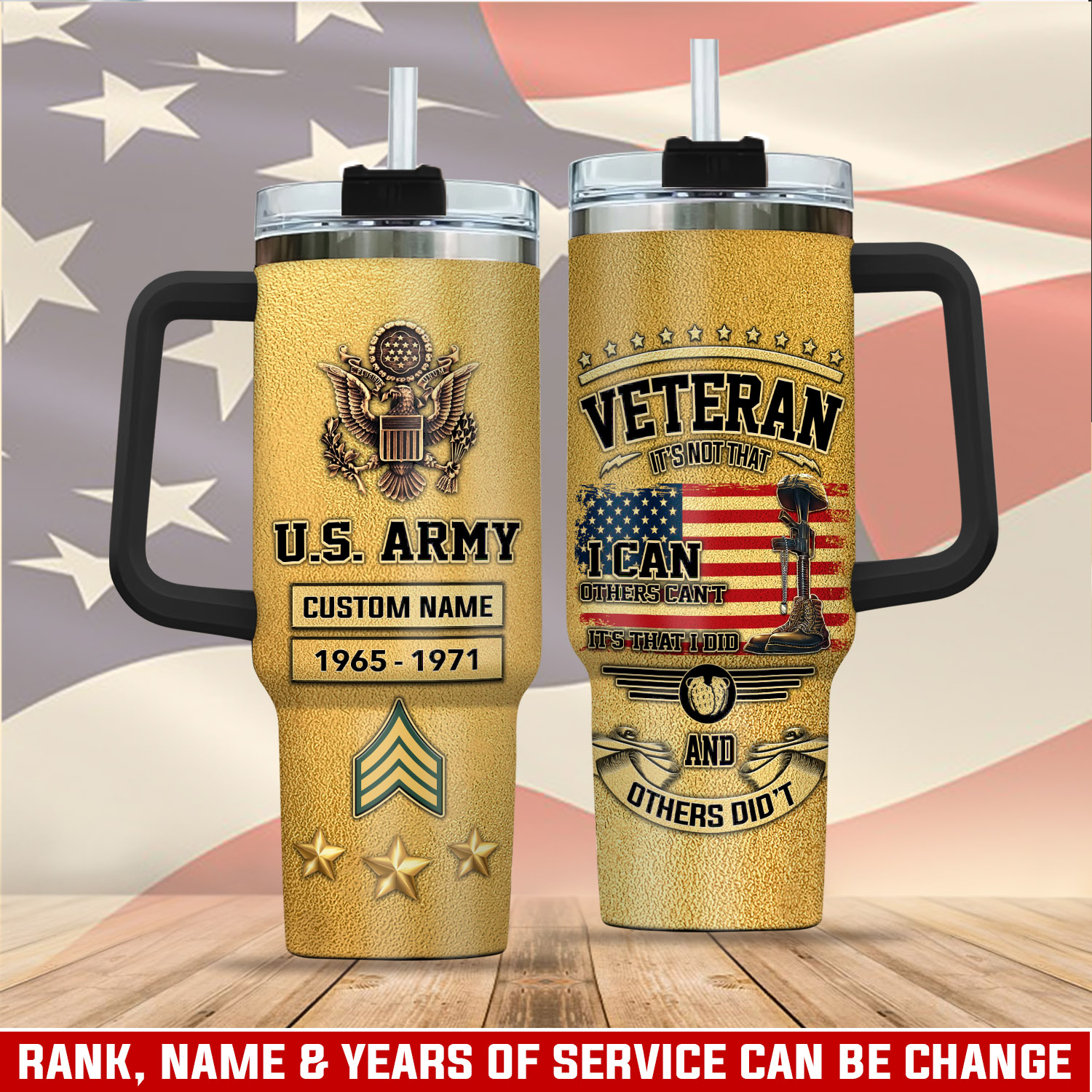 United States Army Custom Stanley Quencher 40oz Stainless Steel Tumbler With Handle