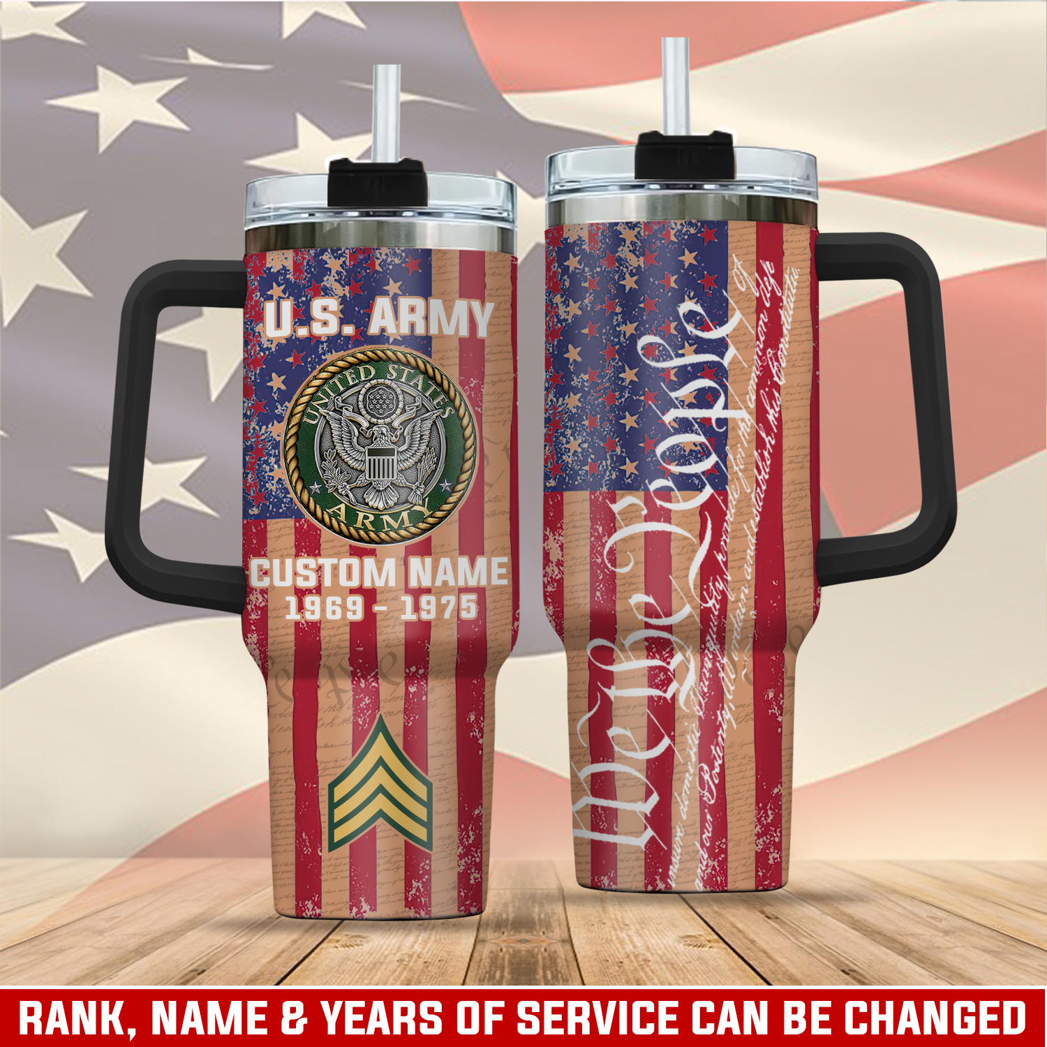 United States Army Custom Stanley Quencher 40oz Stainless Steel Tumbler With Handle