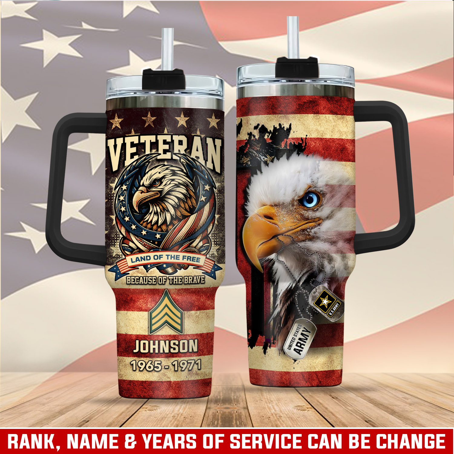 United States Army Custom Stanley Quencher 40oz Stainless Steel Tumbler With Handle