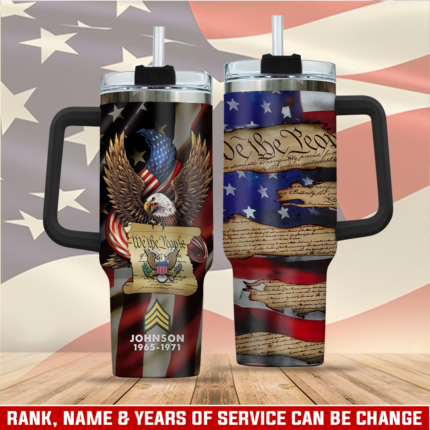 United States Army Custom Stanley Quencher 40oz Stainless Steel Tumbler With Handle