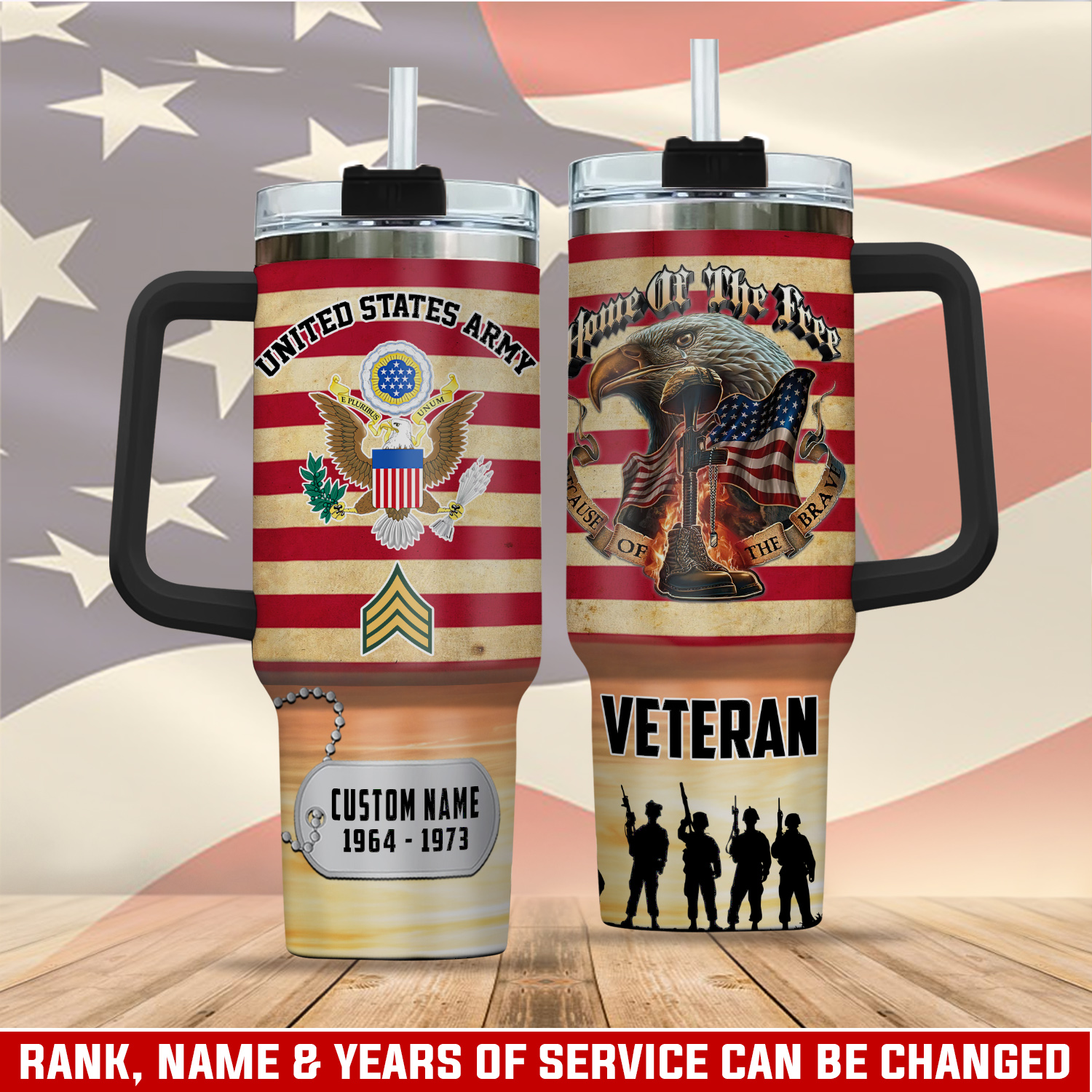 United States Army Custom Stanley Quencher 40oz Stainless Steel Tumbler With Handle