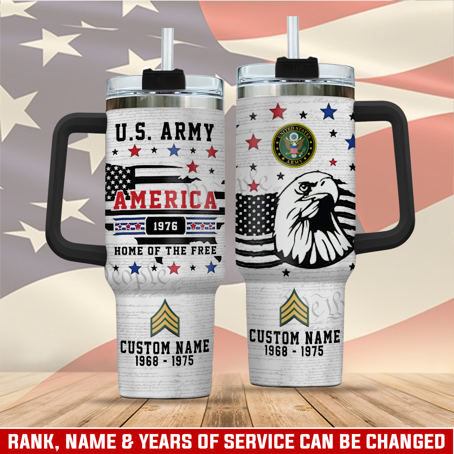 United States Army Custom Stanley Quencher 40oz Stainless Steel Tumbler With Handle