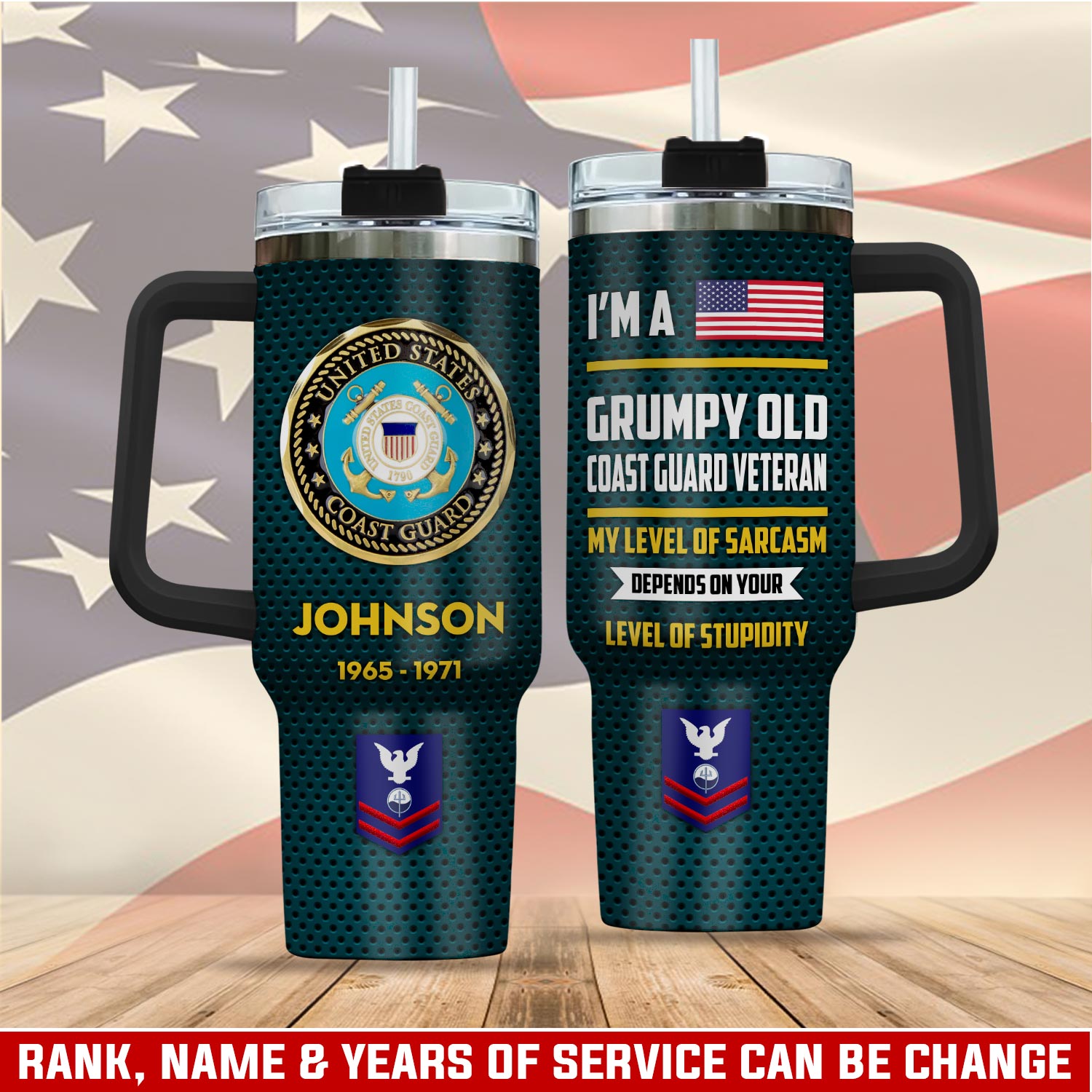 United States Coast Guard Custom Stanley Quencher 40oz Stainless Steel Tumbler With Handle
