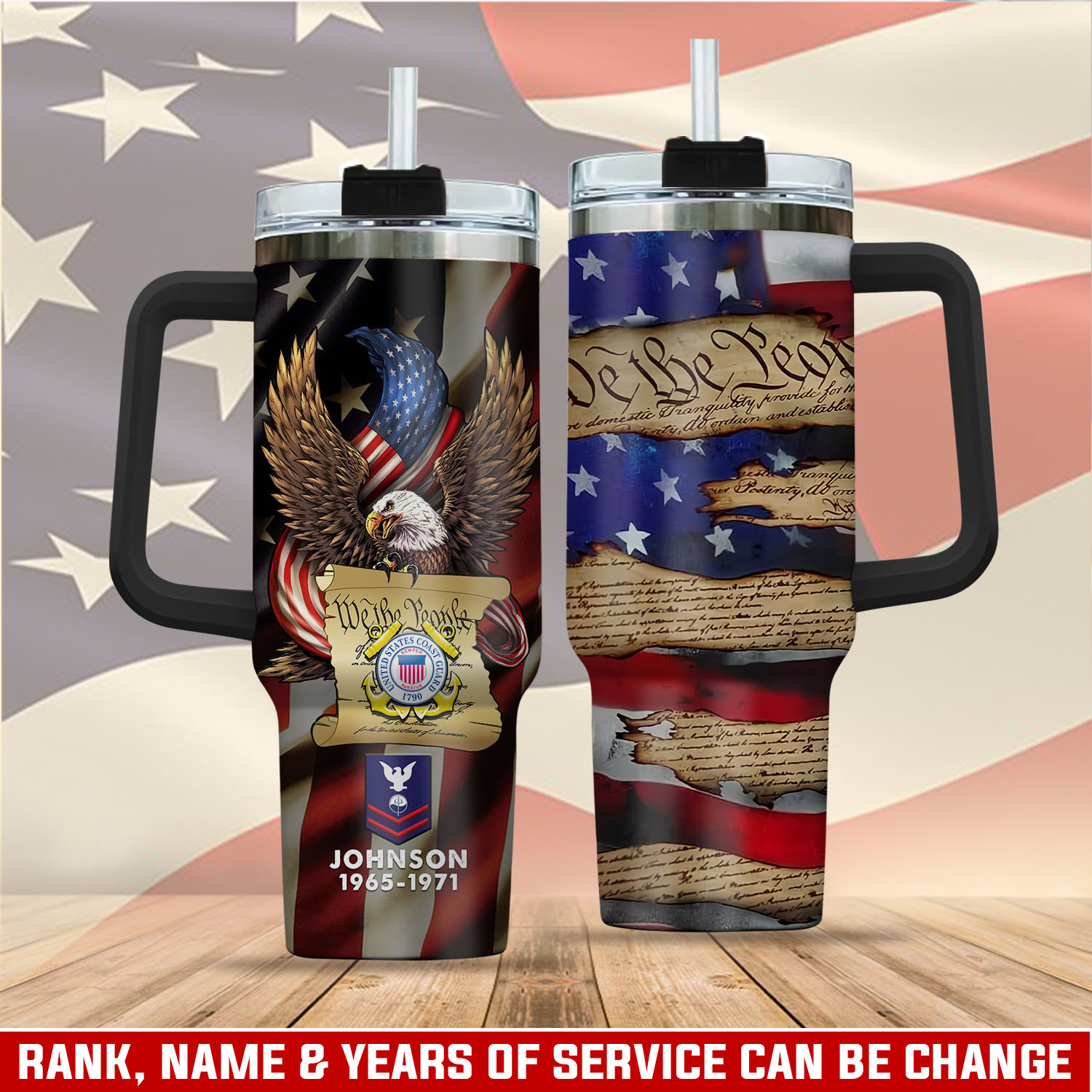 United States Coast Guard Custom Stanley Quencher 40oz Stainless Steel Tumbler With Handle
