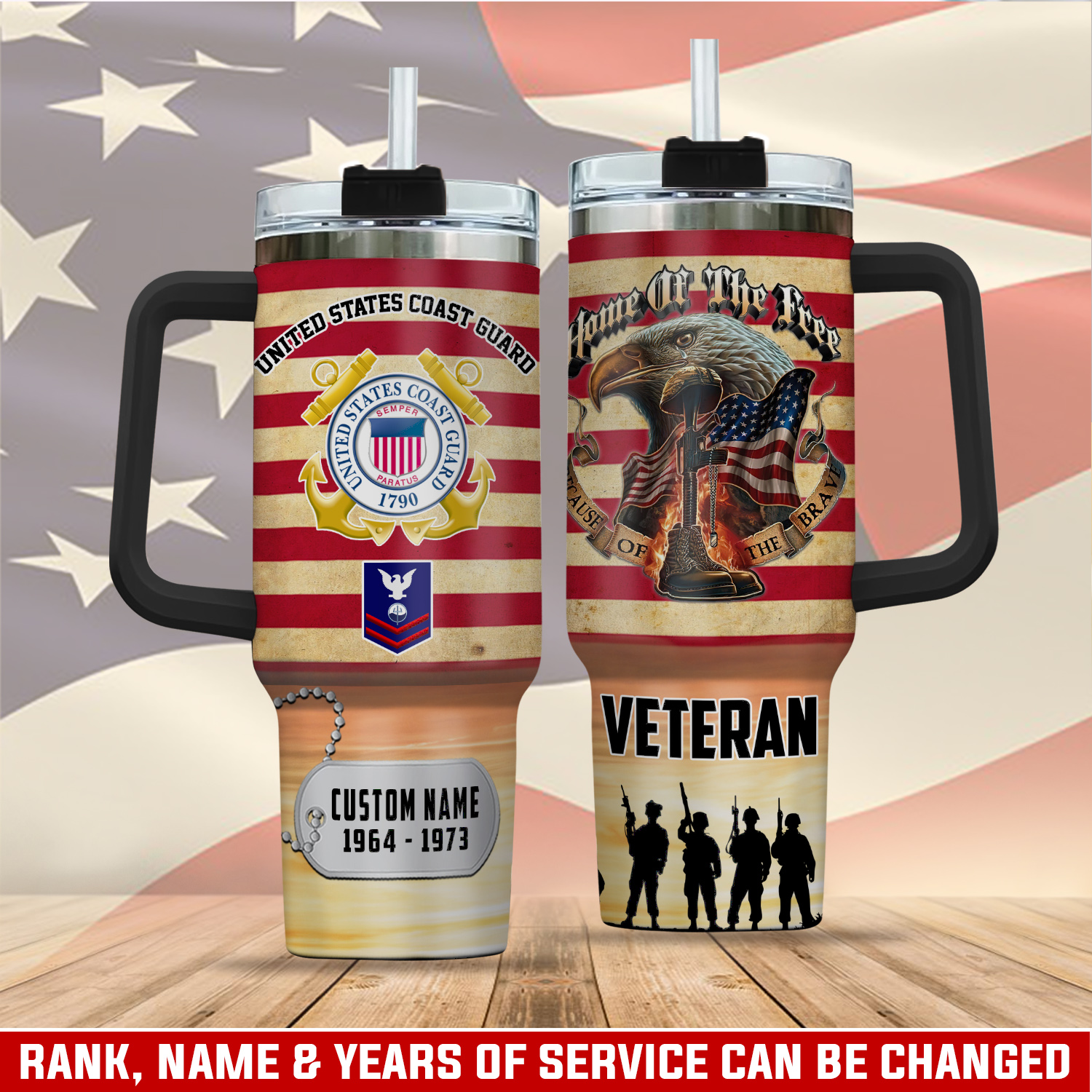 United States Coast Guard Custom Stanley Quencher 40oz Stainless Steel Tumbler With Handle