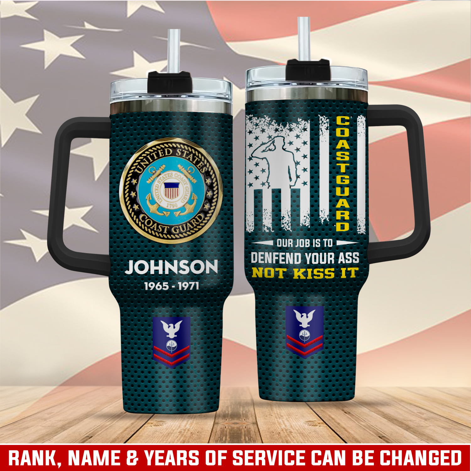United States Coast Guard Custom Stanley Quencher 40oz Stainless Steel Tumbler With Handle