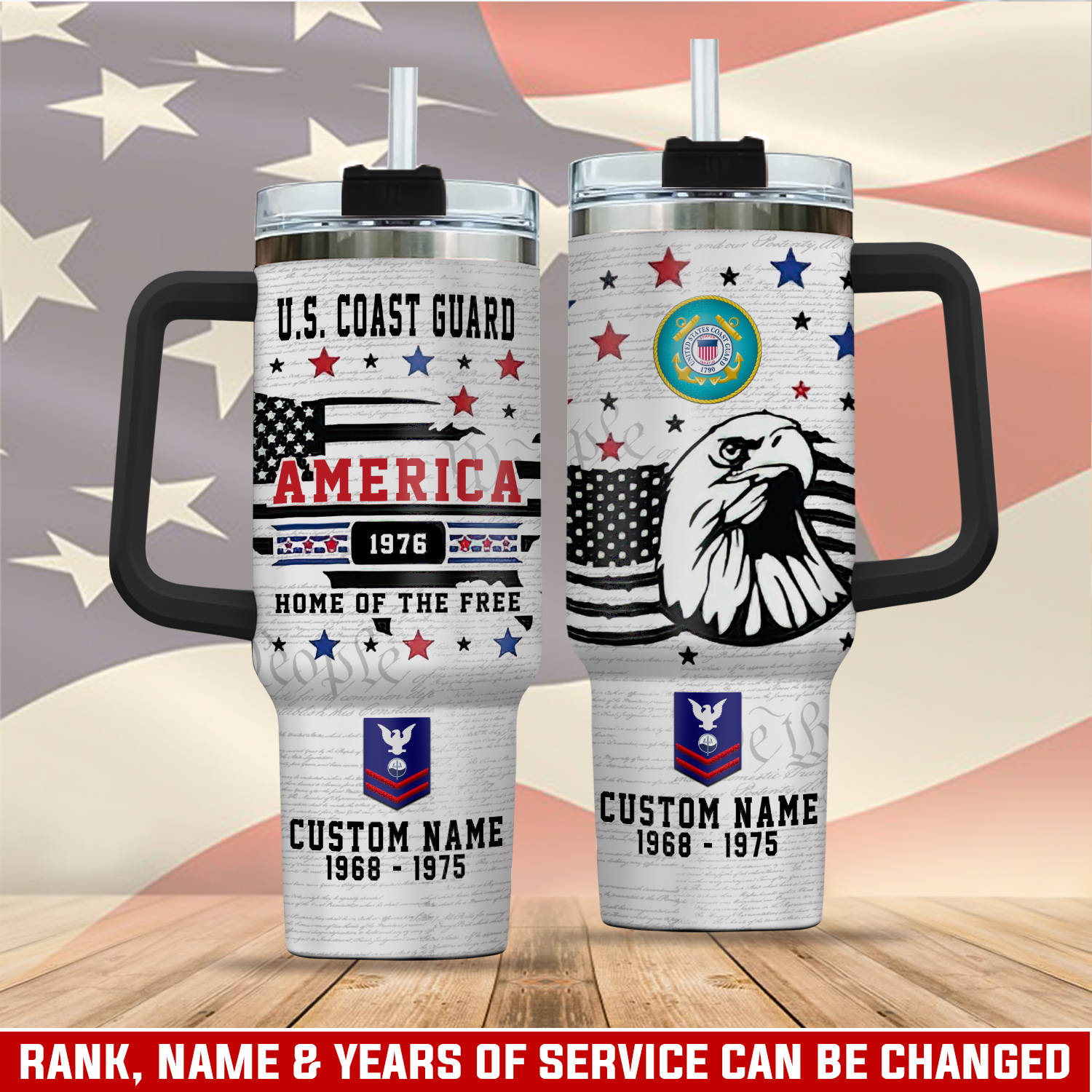 United States Coast Guard Custom Stanley Quencher 40oz Stainless Steel Tumbler With Handle