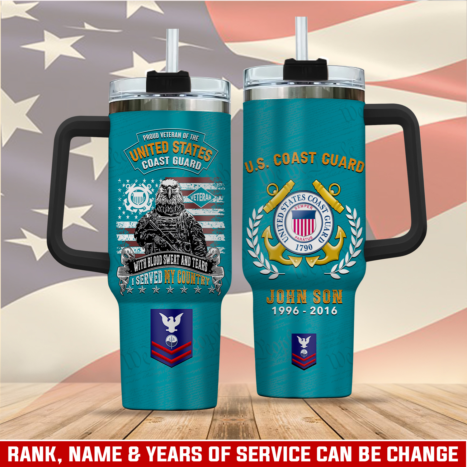 United States Coast Guard Custom Stanley Quencher 40oz Stainless Steel Tumbler With Handle