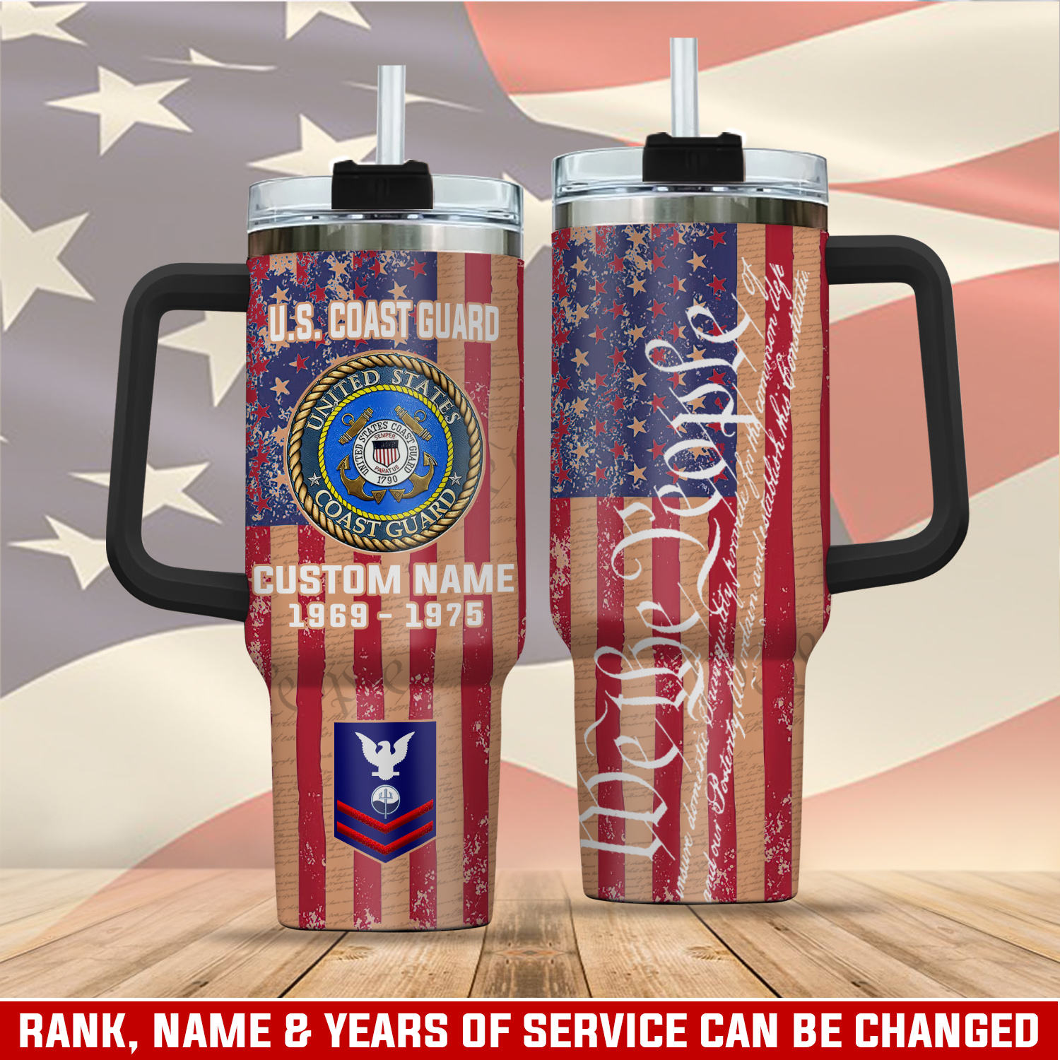 United States Coast Guard Custom Stanley Quencher 40oz Stainless Steel Tumbler With Handle