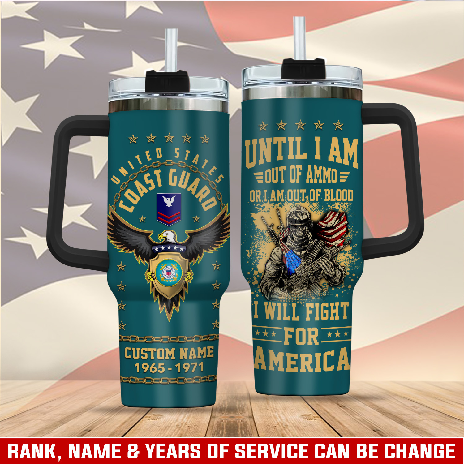 United States Coast Guard Custom Stanley Quencher 40oz Stainless Steel Tumbler With Handle