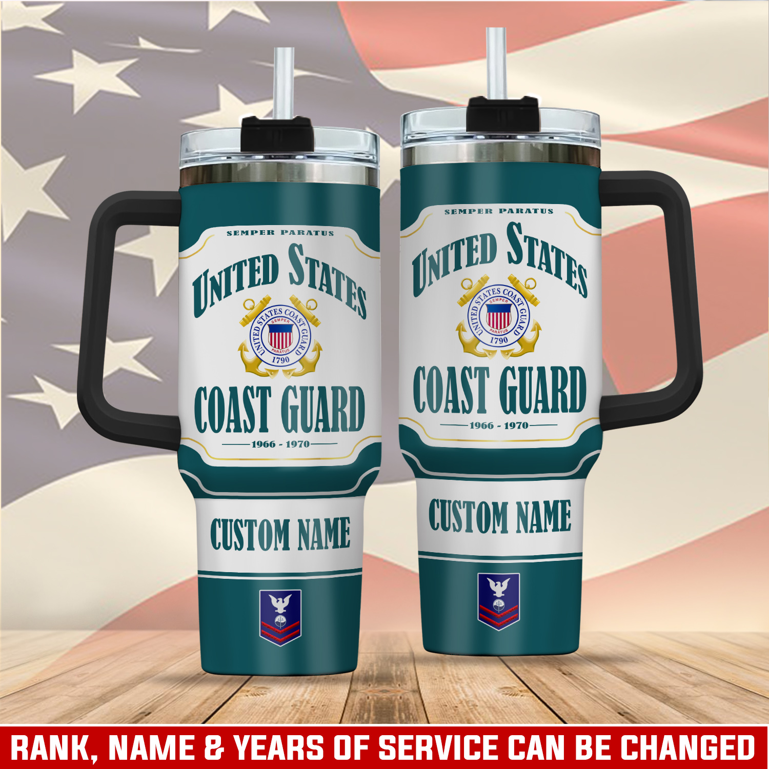 United States Coast Guard Custom Stanley Quencher 40oz Stainless Steel Tumbler With Handle