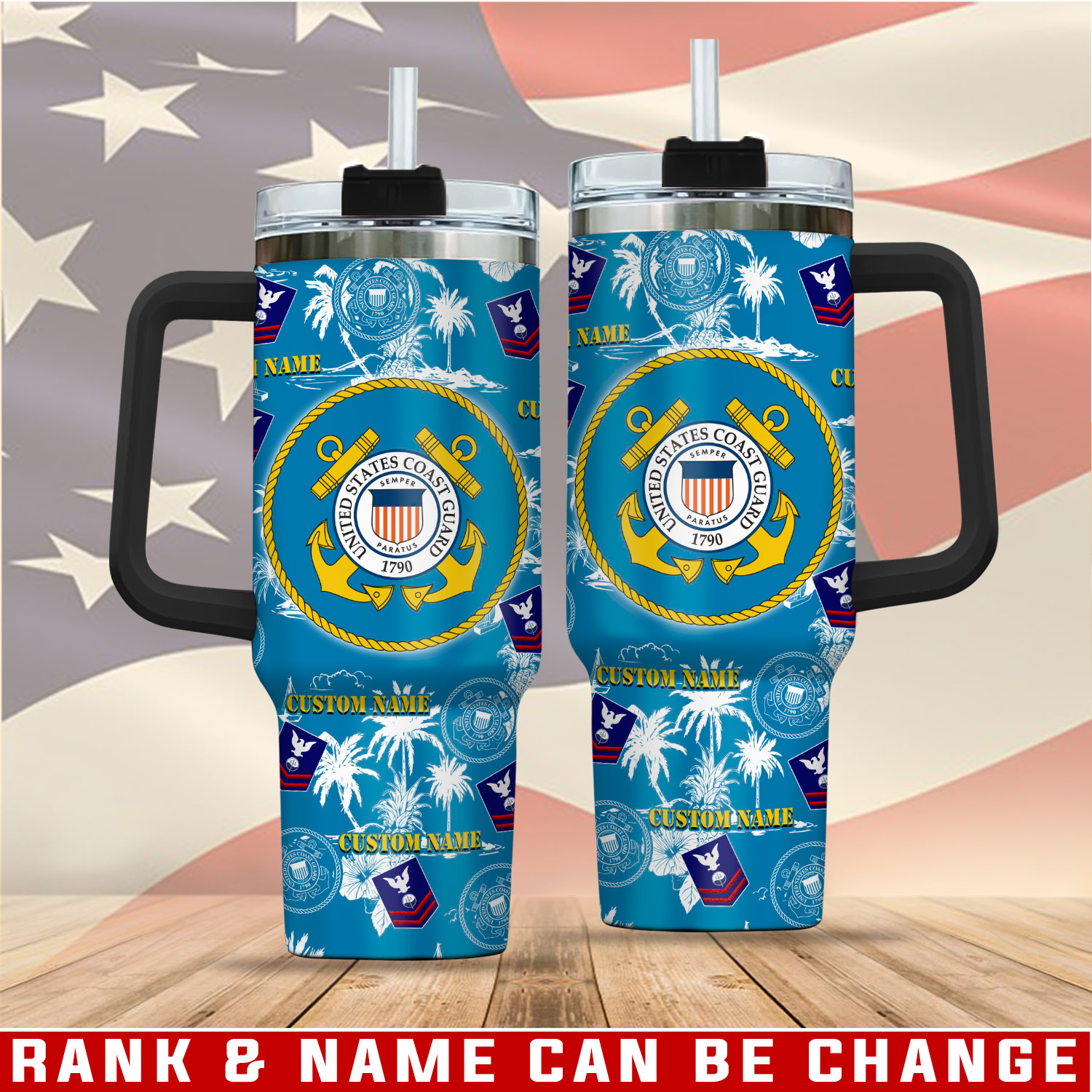 United States Coast Guard Custom Stanley Quencher 40oz Stainless Steel Tumbler With Handle