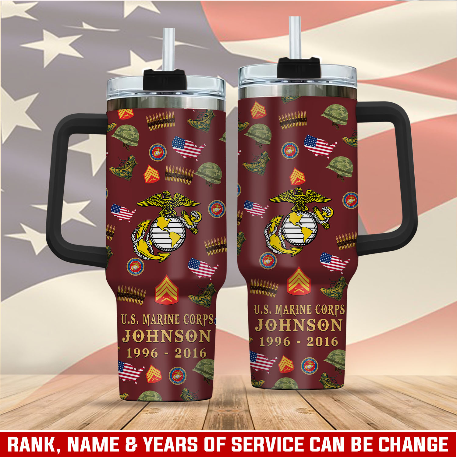 United States Marine Corps Custom Stanley Quencher 40oz Stainless Steel Tumbler With Handle