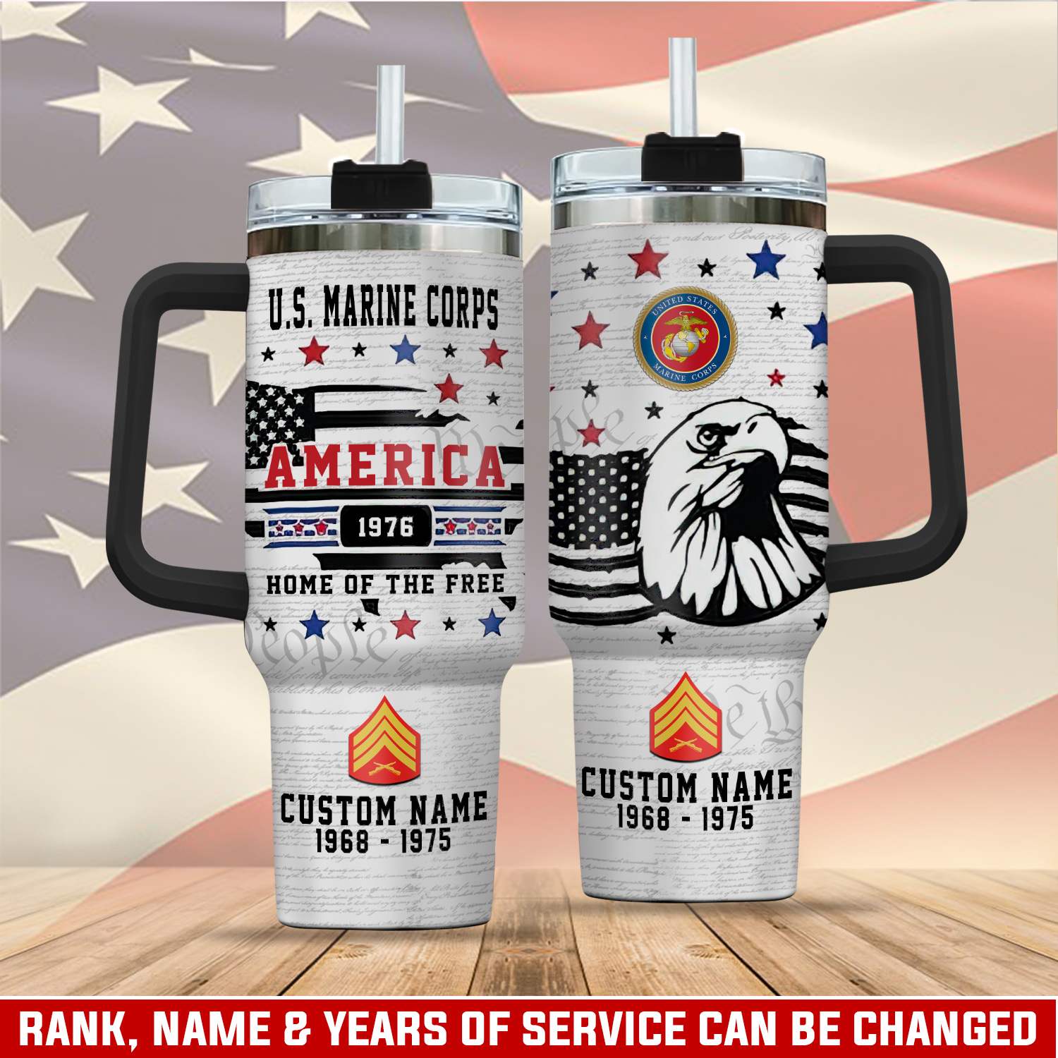 United States Marine Corps Custom Stanley Quencher 40oz Stainless Steel Tumbler With Handle