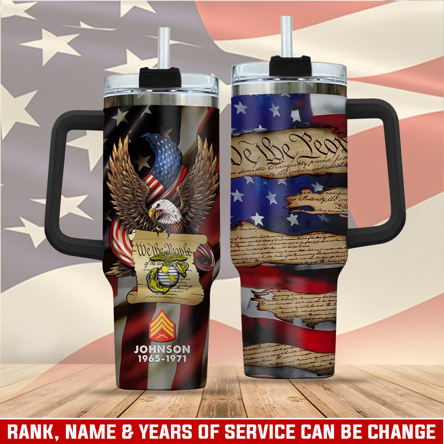 United States Marine Corps Custom Stanley Quencher 40oz Stainless Steel Tumbler With Handle