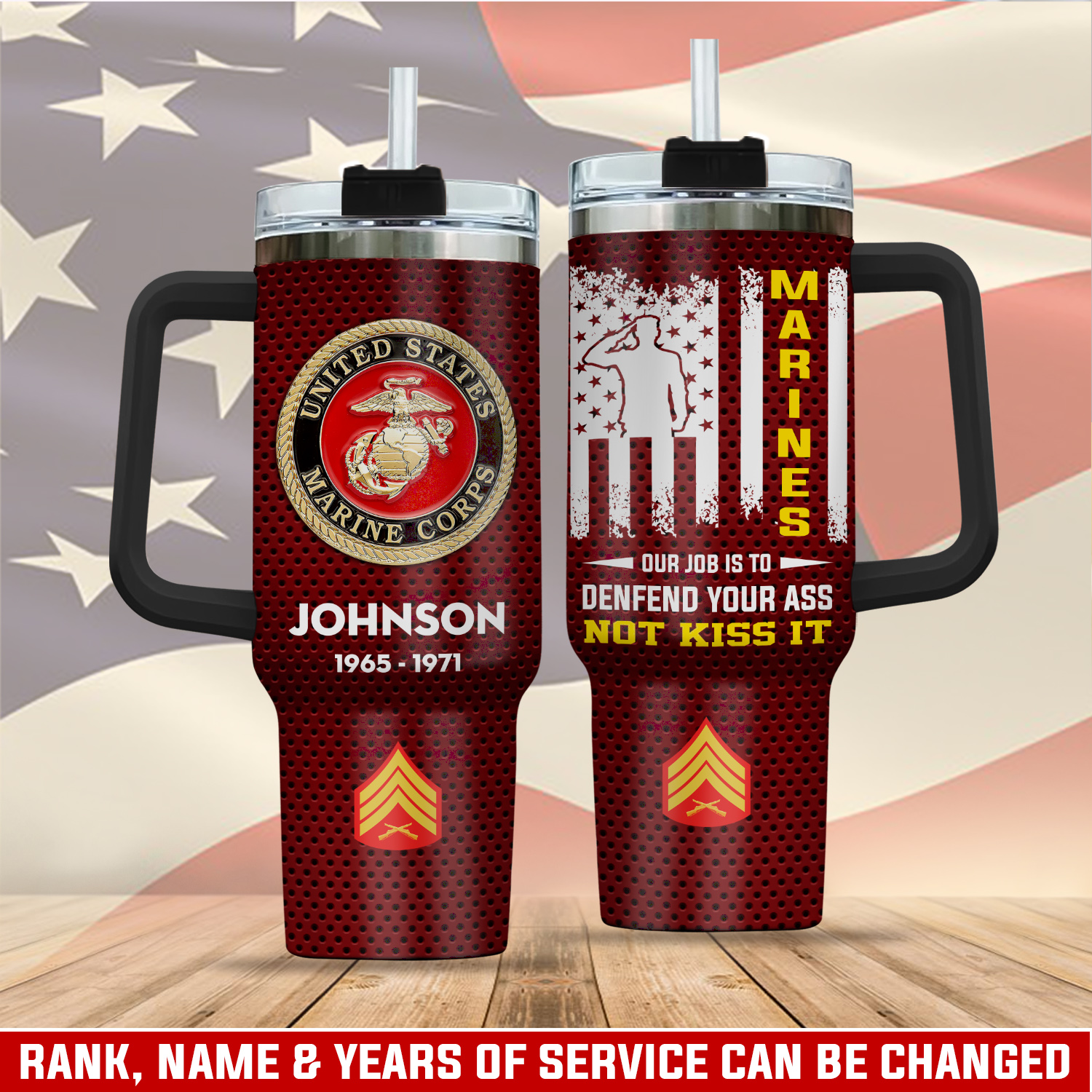 United States Marine Corps Custom Stanley Quencher 40oz Stainless Steel Tumbler With Handle