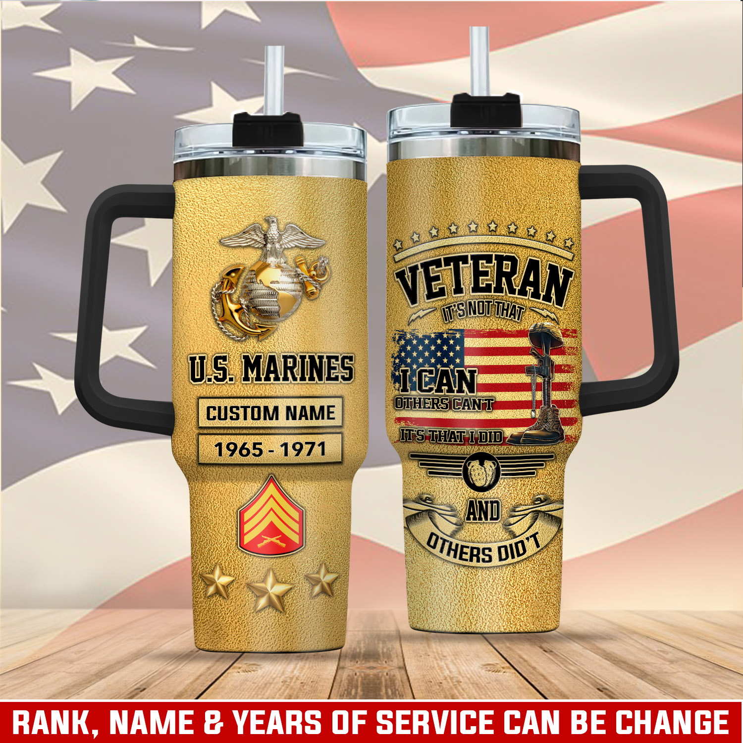 United States Marine Corps Custom Stanley Quencher 40oz Stainless Steel Tumbler With Handle