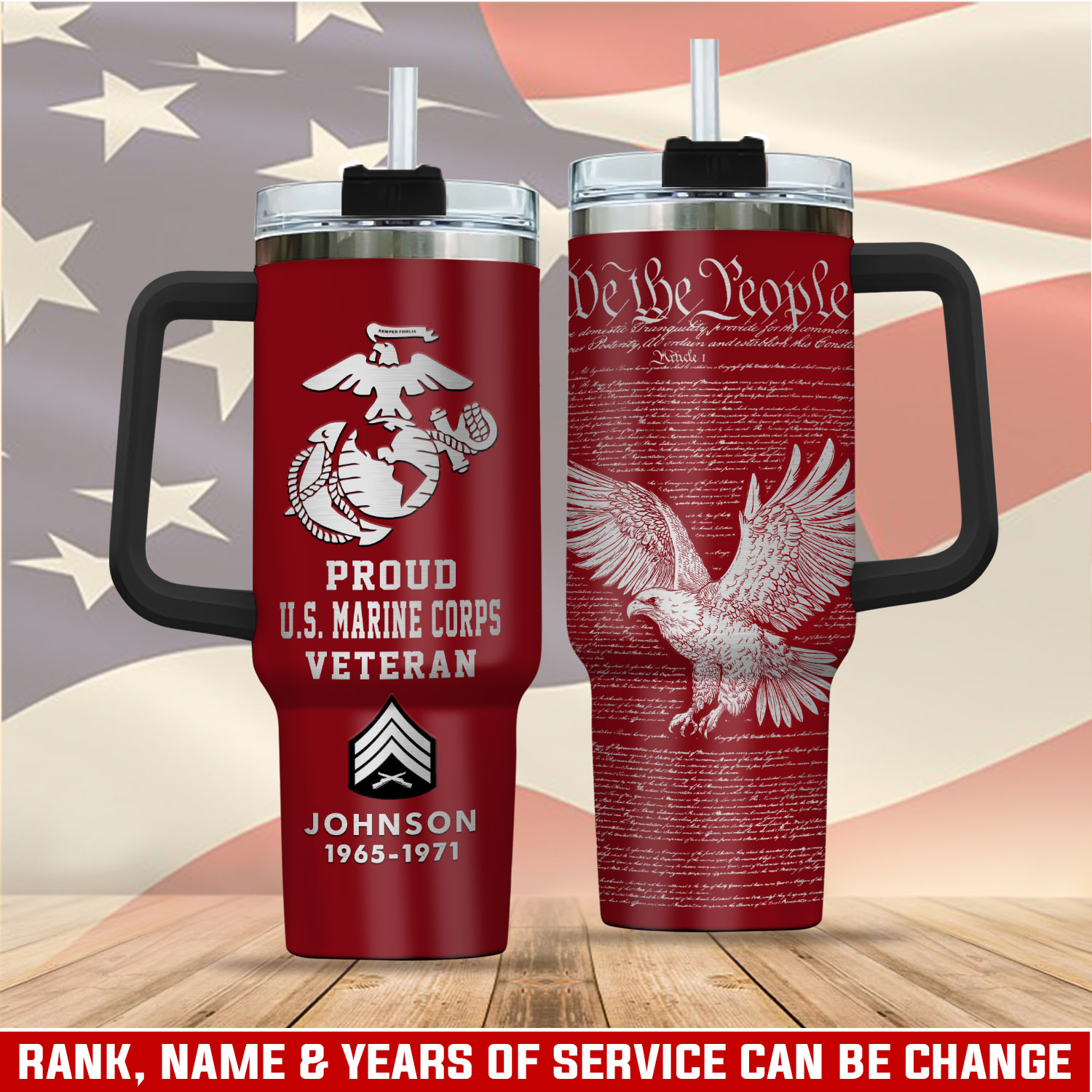United States Marine Corps Custom Stanley Quencher 40oz Stainless Steel Tumbler With Handle
