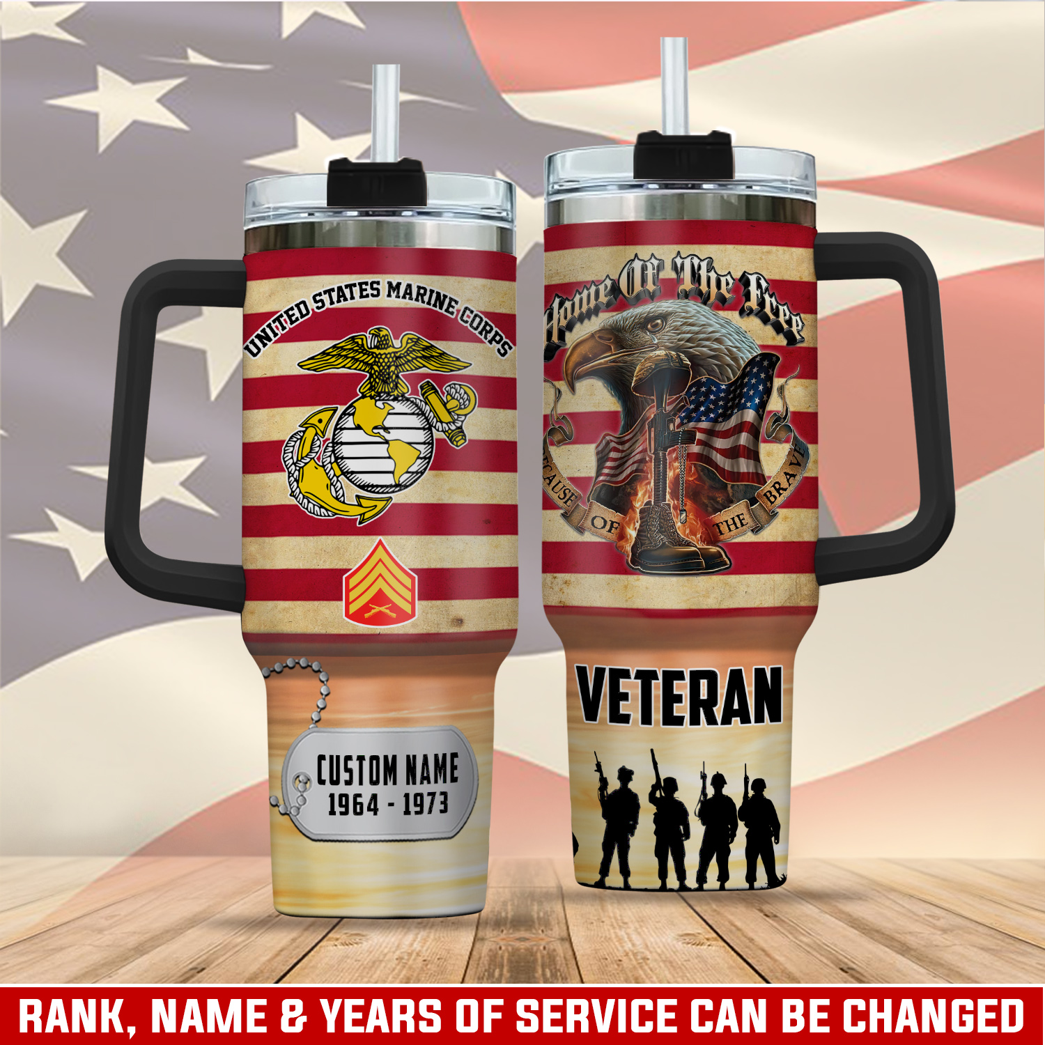 United States Marine Corps Custom Stanley Quencher 40oz Stainless Steel Tumbler With Handle