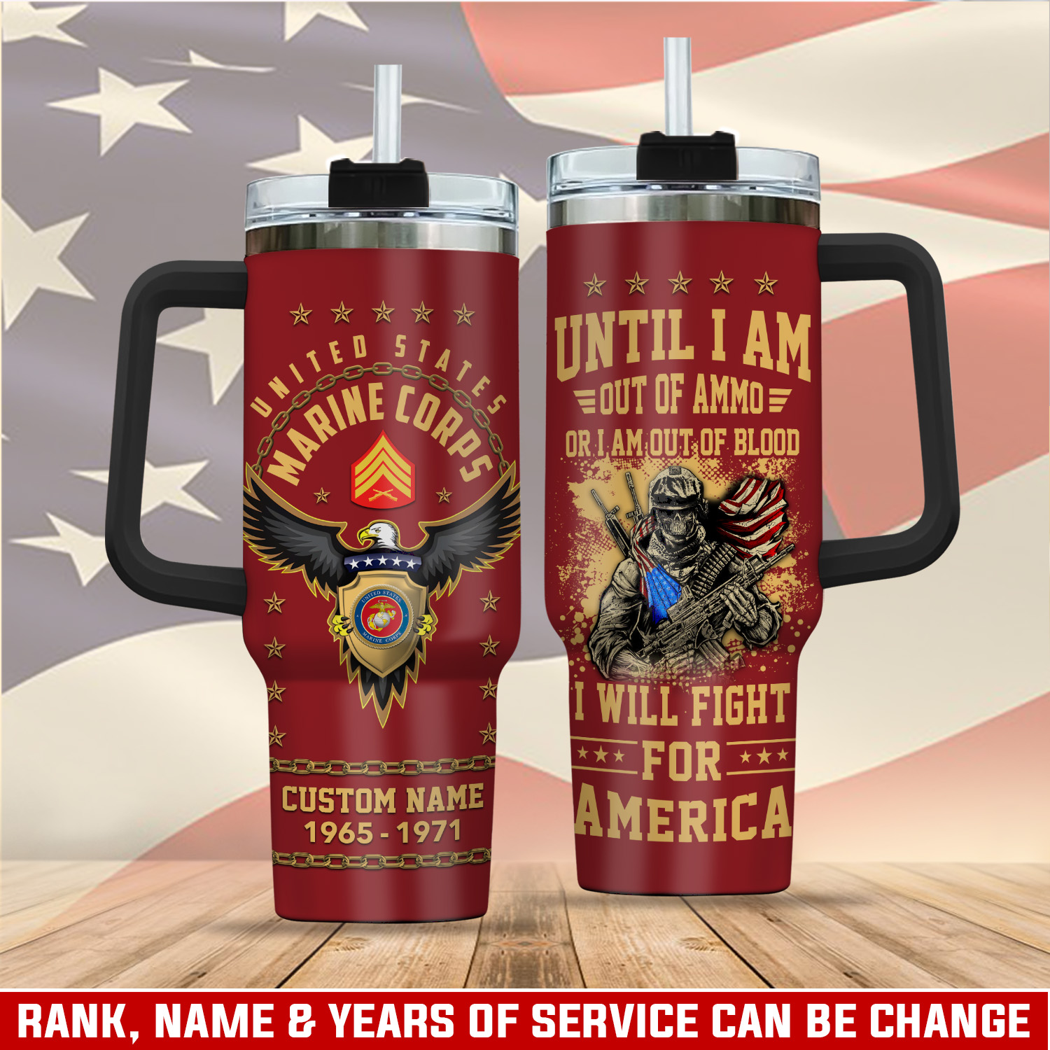 United States Marine Corps Custom Stanley Quencher 40oz Stainless Steel Tumbler With Handle