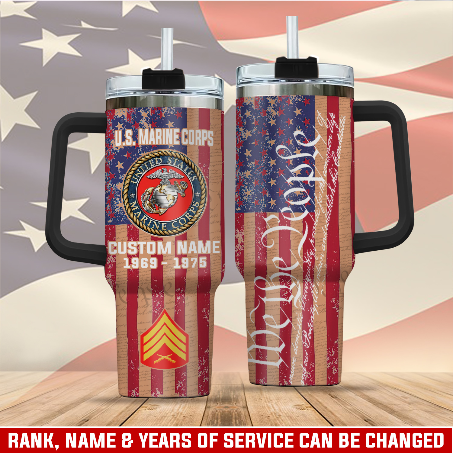 United States Marine Corps Custom Stanley Quencher 40oz Stainless Steel Tumbler With Handle