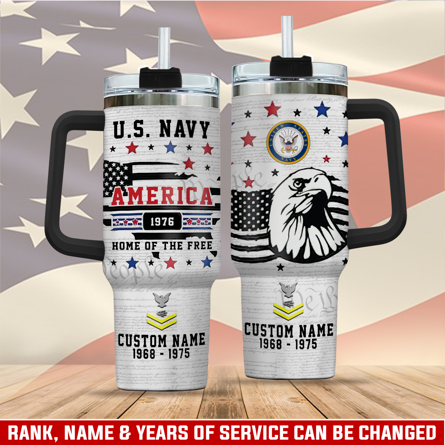United States Navy Custom Stanley Quencher 40oz Stainless Steel Tumbler With Handle