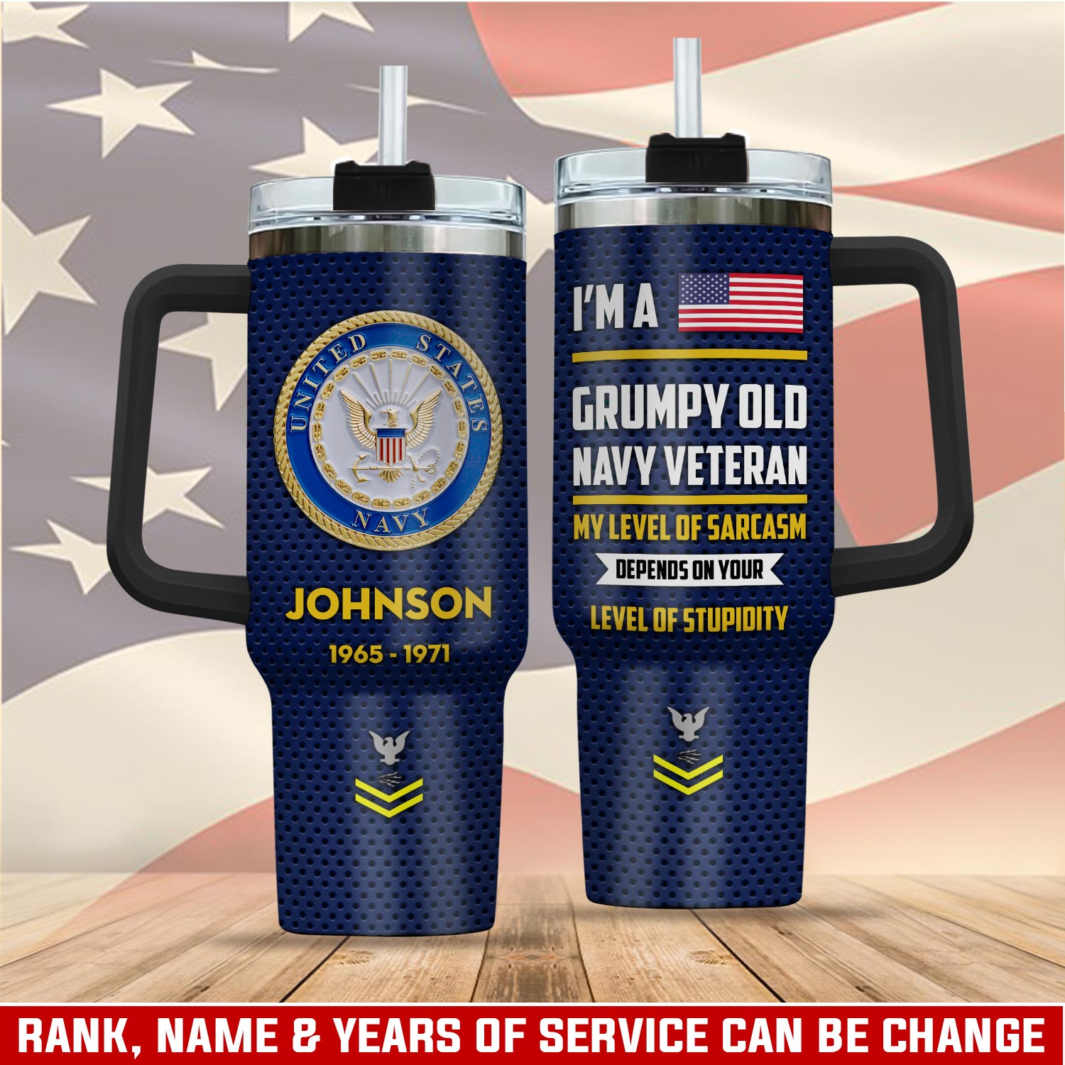 United States Navy Custom Stanley Quencher 40oz Stainless Steel Tumbler With Handle