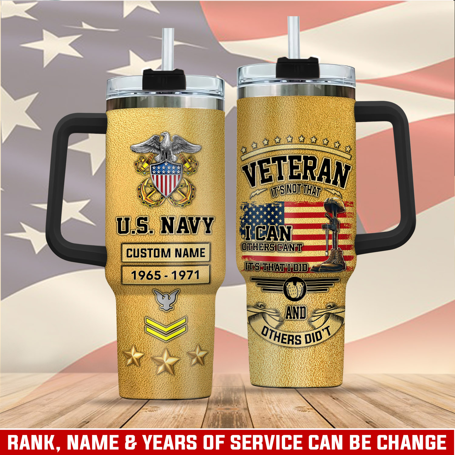 United States Navy Custom Stanley Quencher 40oz Stainless Steel Tumbler With Handle