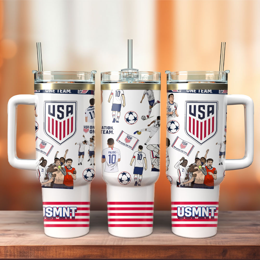 United States Soccer Football Sport Custom Stanley Quencher 40oz Stainless Steel Tumbler With Handle