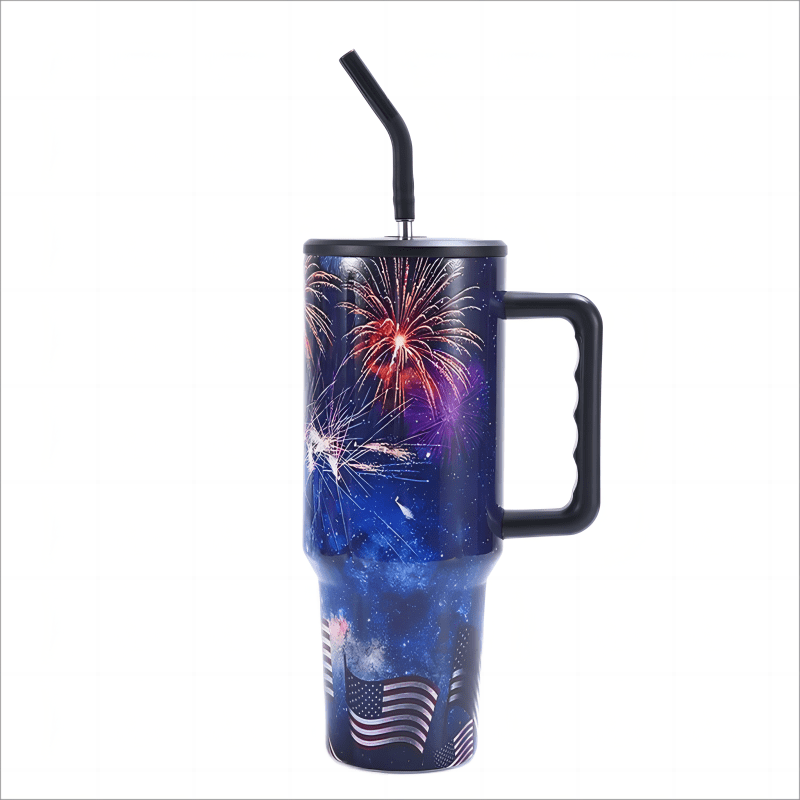 USA Pattern Custom Stanley Quencher 40oz Stainless Steel Tumbler With Handle