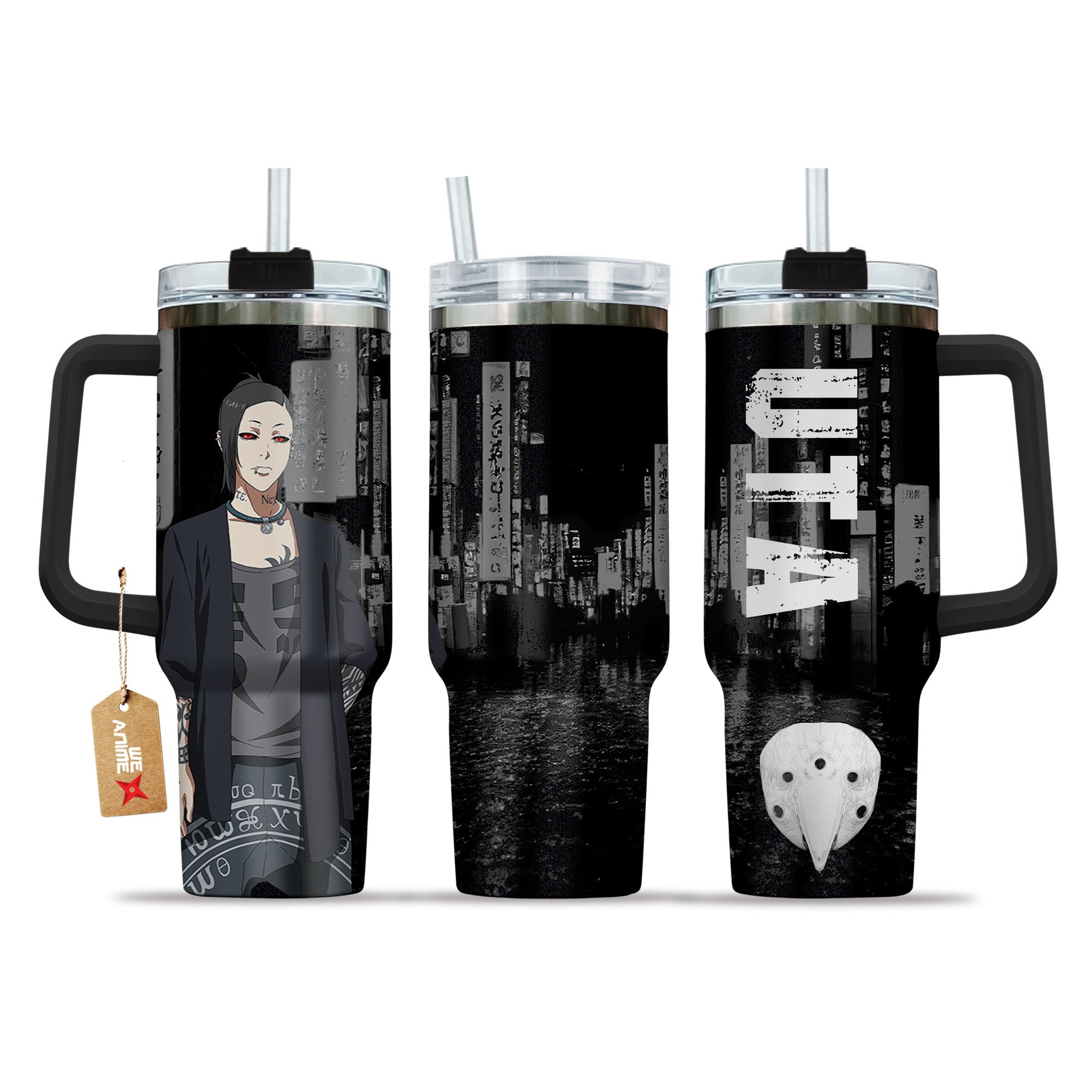 Uta Tokyo Ghoul Anime Custom Stanley Quencher 40oz Stainless Steel Tumbler With Handle