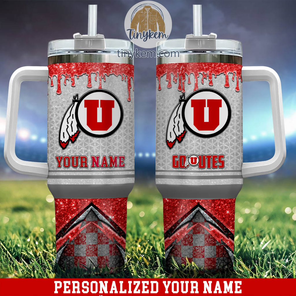 Utah Utes Glitter NCAA Custom Stanley Quencher 40oz Stainless Steel Tumbler With Handle