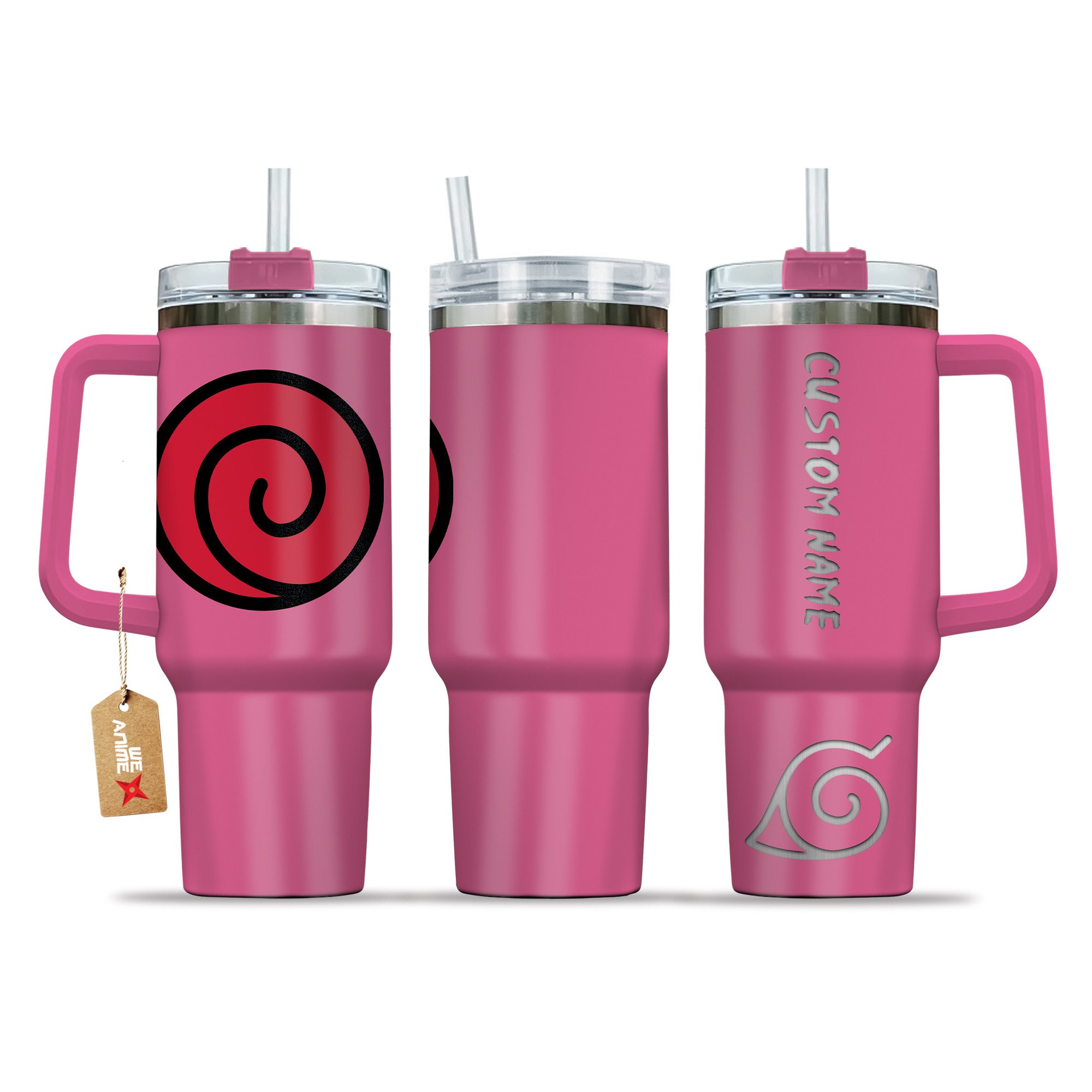 Uzumaki Clan Symbol Naruto Anime Custom Stanley Quencher 40oz Stainless Steel Tumbler With Handle