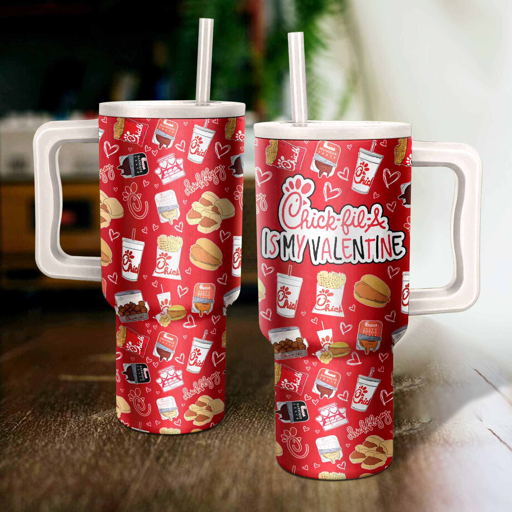 Valentine Chick-fil-A Custom Stanley Quencher 40oz Stainless Steel Tumbler With Handle