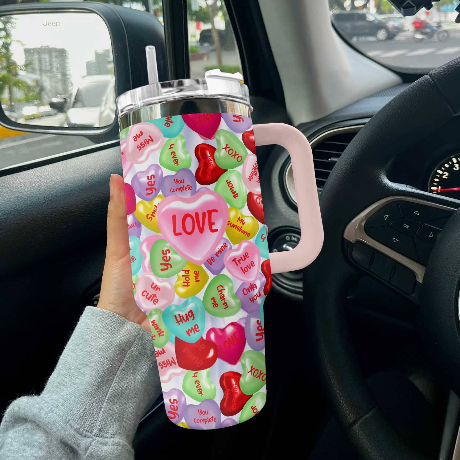 Valentine Custom Stanley Quencher 40oz Stainless Steel Tumbler With Handle