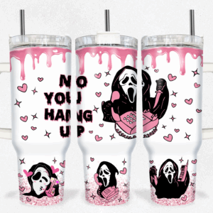 Valentine Ghostface Scream Movies Custom Stanley Quencher 40oz Stainless Steel Tumbler With Handle