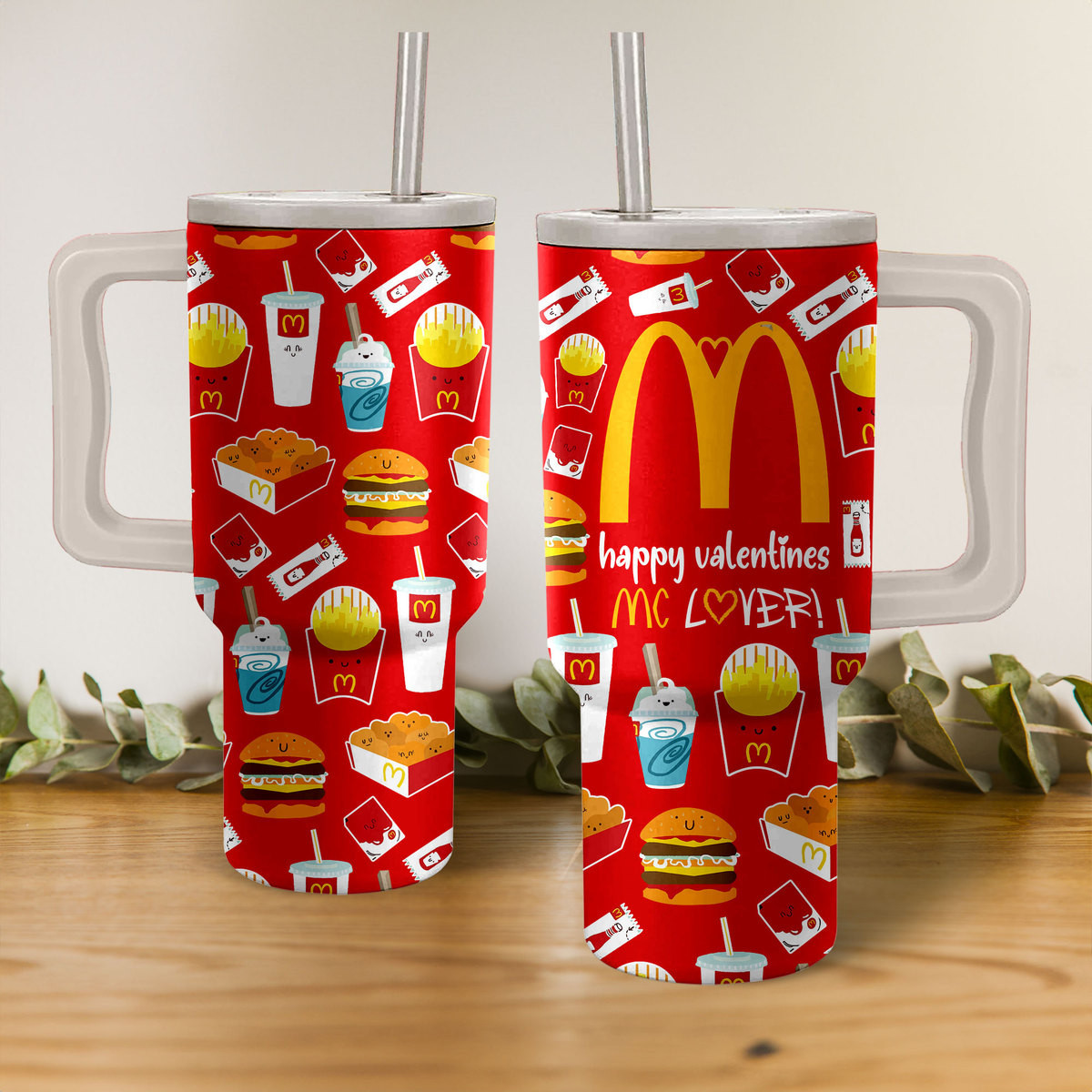 Valentine McDonald's Custom Stanley Quencher 40oz Stainless Steel Tumbler With Handle