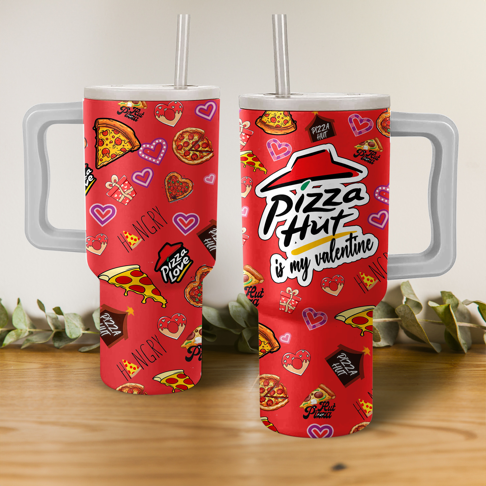 Valentine Pizza Hut Custom Stanley Quencher 40oz Stainless Steel Tumbler With Handle