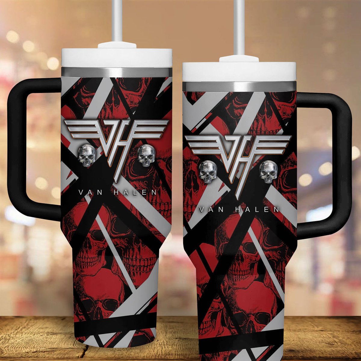 Van Halen Music Custom Stanley Quencher 40oz Stainless Steel Tumbler With Handle