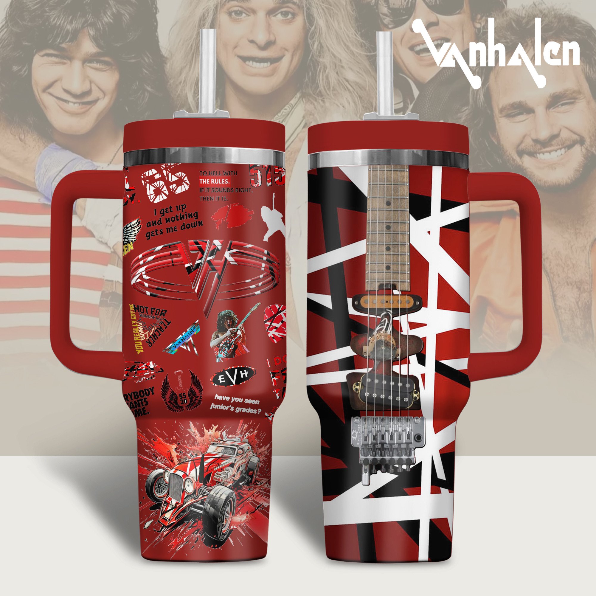 Van Halen Music Custom Stanley Quencher 40oz Stainless Steel Tumbler With Handle