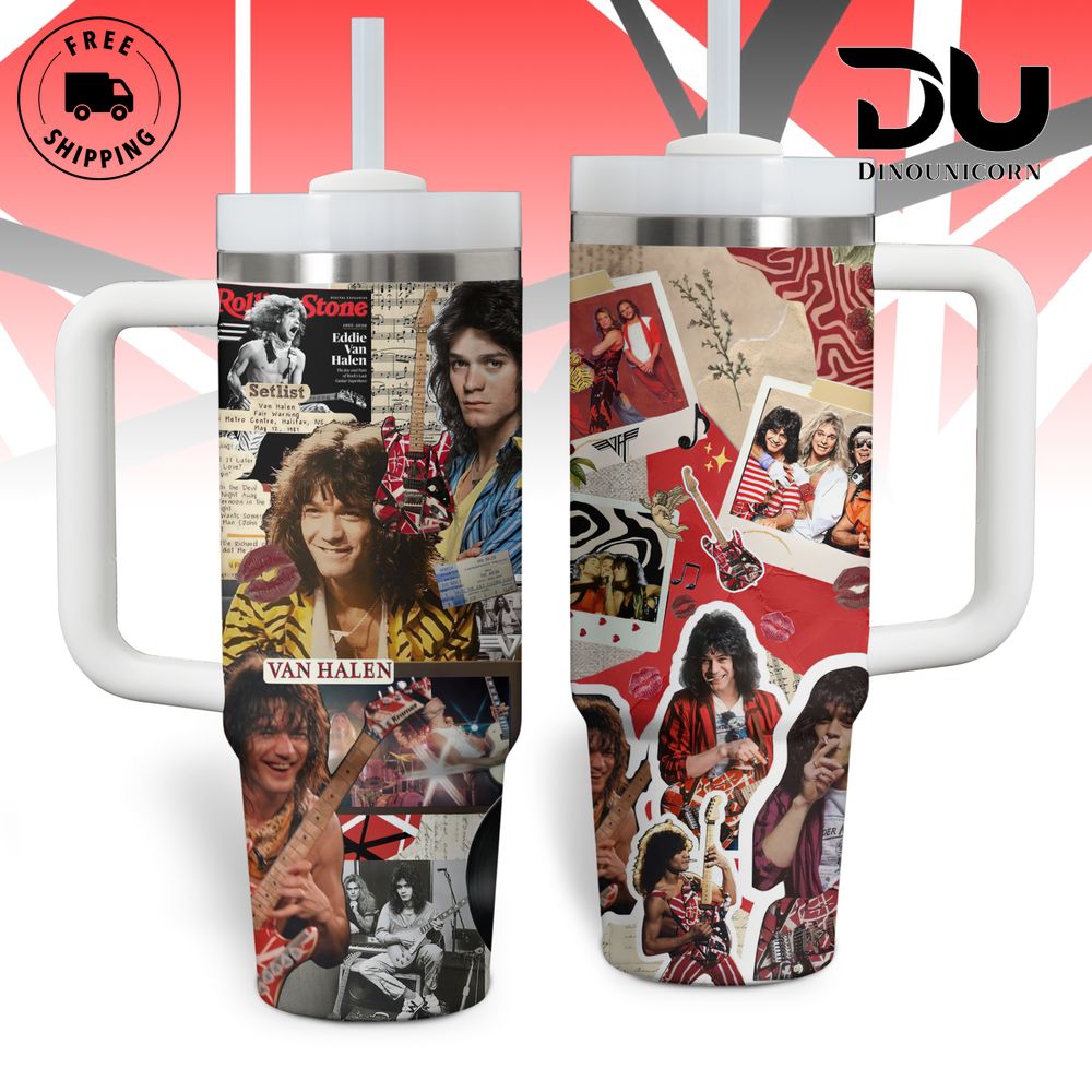 Van Halen Music Custom Stanley Quencher 40oz Stainless Steel Tumbler With Handle