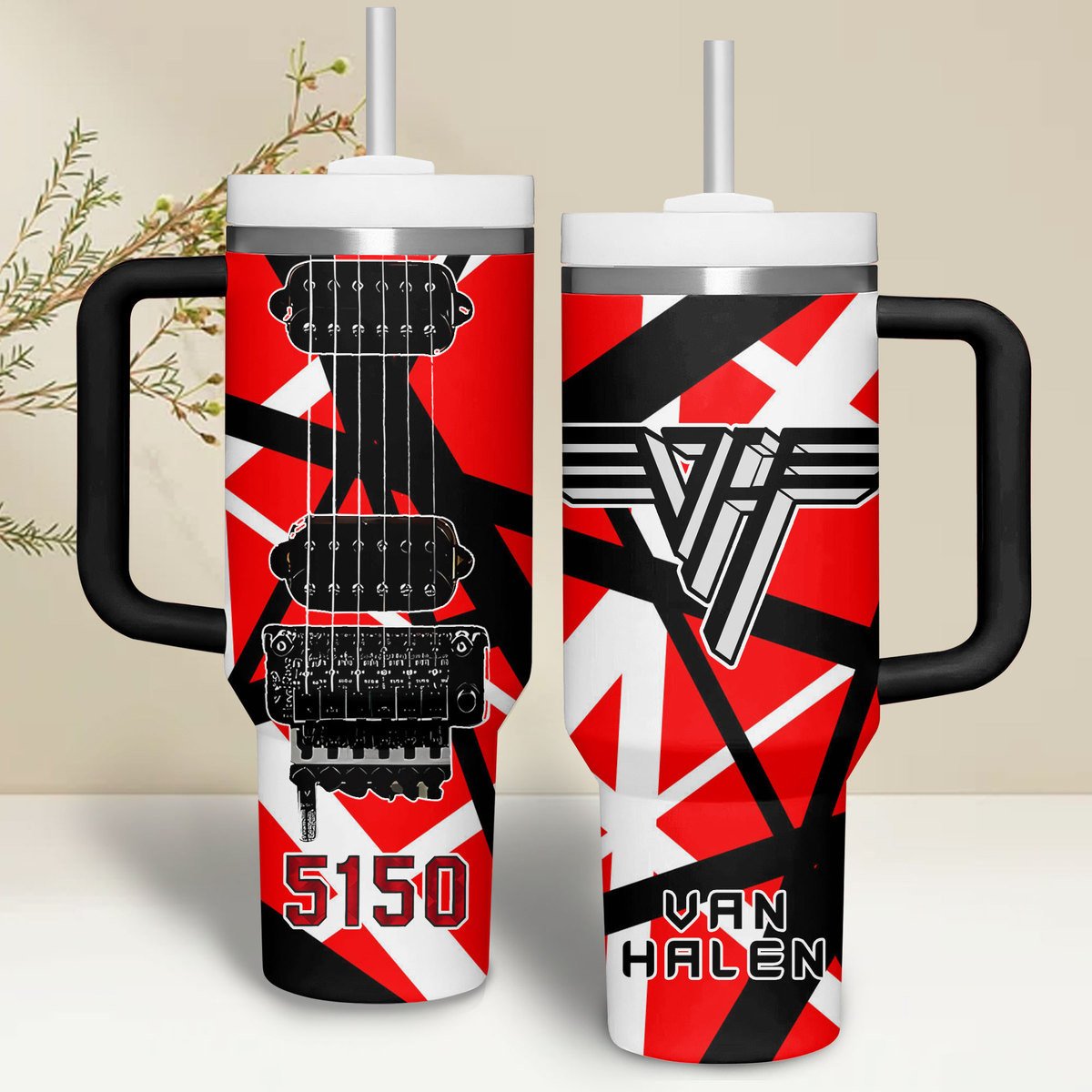 Van Halen Music Custom Stanley Quencher 40oz Stainless Steel Tumbler With Handle
