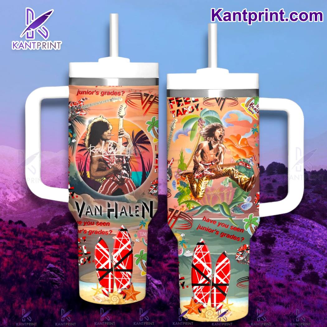 Van Halen Music Custom Stanley Quencher 40oz Stainless Steel Tumbler With Handle