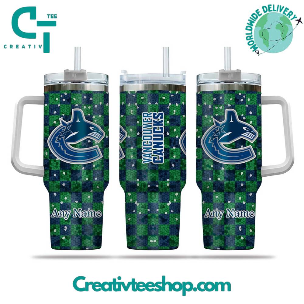 Vancouver Canucks NHL Custom Stanley Quencher 40oz Stainless Steel Tumbler With Handle