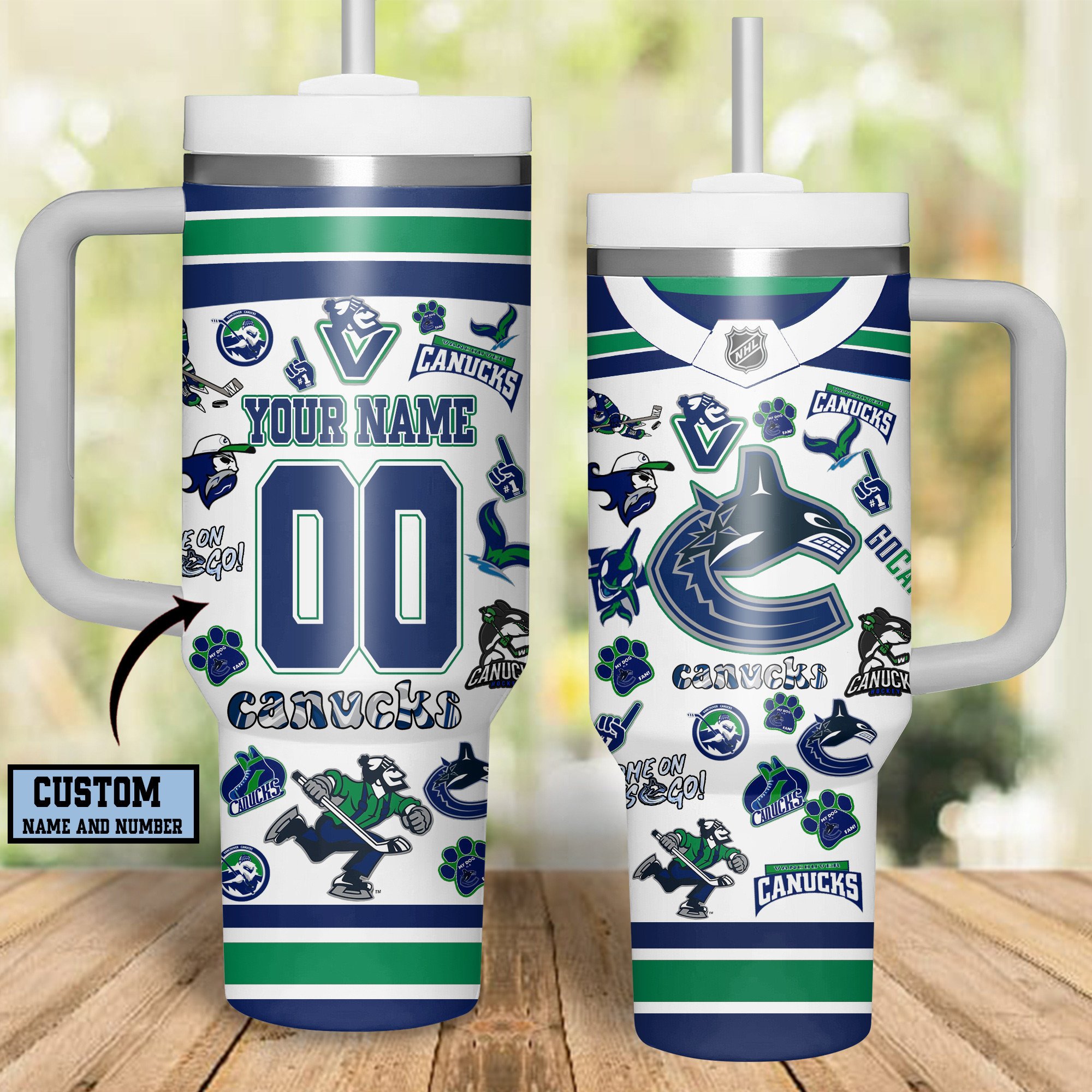 Vancouver Canucks NHL Custom Stanley Quencher 40oz Stainless Steel Tumbler With Handle